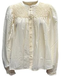 Ulla Johnson - Overhemden ,Wit ,Katoen Soffia Blouse Met Wijde Mouwen - Lyst