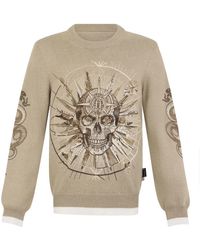 Philipp Plein - Truien & Vesten ,Katoen Ronde Hals Trui Tattoo - Lyst