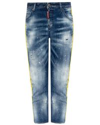 DSquared² 'cool Girl Cropped Jean' Raw Edge Jeans - Blauw