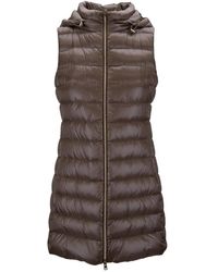 Herno - Jassen ,Bruin ,Hooded Down Vest Zipper - Lyst