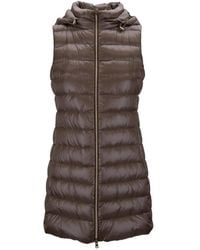 Herno - Jassen ,Bruin ,Hooded Down Vest Zipper - Lyst