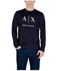 ARMANI EXCHANGE - Lange Mouw Ronde Hals Katoenen T-Shirt - Lyst