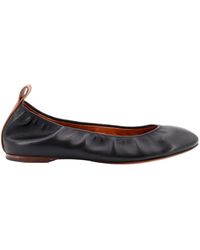 Lanvin - Schoenen ,Zwart ,Leer Leren Ballerina Flat - Lyst