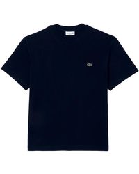 Lacoste - Tops ,Blauw ,Katoen Klassiek Katoenen T-Shirt Met Normale Pasvorm - Lyst