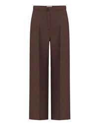 Marella - Broeken ,Bruin ,Leer Broek Met Geperste Vouw - Lyst
