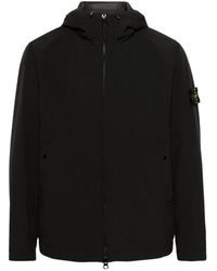 Stone Island - Jassen ,Zwart ,Polyester Soft Shell Jas - Lyst