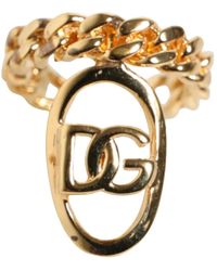 Dolce & Gabbana - Statement Oval Dg Logo Chain Ring - Lyst