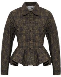 Ganni - Peplum Top Met Bloemendessin - Lyst