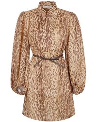Zimmermann - Kleedjes ,Bruin ,Linnen Bruine Linnen Jurk Elegant Zomer Gelegenheid - Lyst