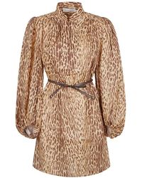 Zimmermann - Kleedjes ,Bruin ,Linnen Bruine Linnen Jurk Elegant Zomer Gelegenheid - Lyst