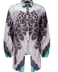 Mes Demoiselles - Camisa de algodón con estampado de ave de fuego turquesa - Lyst