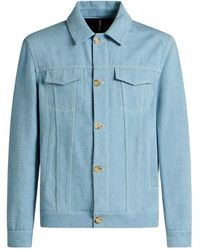 Kiton - Jassen ,Blauw ,Katoen Cotton Jacket - Lyst