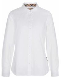 Barbour - Overhemden ,Wit ,Katoen Elegante Oxford Katoenen Overhemd Met Vrouwelijke Details - Lyst