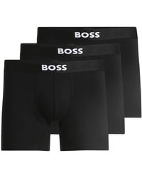 HUGO - Ondergoed ,Zwart ,Katoen Stretch Katoenen Boxershorts Pak Van 3 Zwart - Lyst