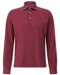 Fedeli - Tops ,Rood ,Katoen Katoenen Polo Met Lange Mouwen - Lyst
