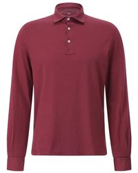 Fedeli - Tops ,Rood ,Katoen Katoenen Polo Met Lange Mouwen - Lyst