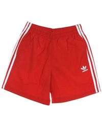 adidas - Fitness ,Rood ,Polyester 3-Stripes Zwemshorts Rood - Lyst
