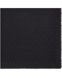 Fendi - Accessoires ,Zwart ,Wol Ff Zucca Jacquard Vierkante Sjaal - Lyst