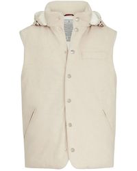 Brunello Cucinelli - Jassen ,Katoen Bonded Wool Flannel Down Vest - Lyst