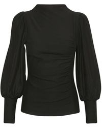 Gestuz - Overhemden ,Zwart ,Leer Rifa Gz Blouse Met Lange Mouwen - Lyst
