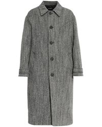 Dolce & Gabbana - Single-Breasted Wool Blend Chevron Coat - Lyst