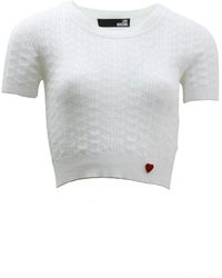 Love Moschino - Camiseta de algodón de manga corta con inserción de corazón rojo - Lyst