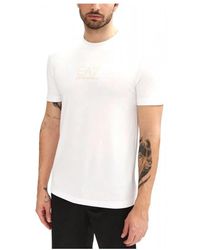 EA7 - Label Viscose-Jersey T-Shirt Met Ronde Hals - Lyst