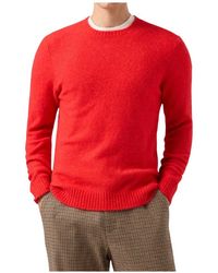 MC2 Saint Barth - Truien & Vesten ,Rood ,Wol Witte Crew Neck Sweater Met Logo - Lyst