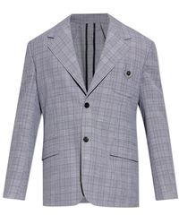 Versace - Jassen ,Grijs ,Wol Wollen Blazer Met Ruitpatroon - Lyst