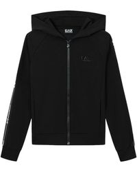 EA7 - Fitness ,Zwart ,Katoen Logo Series Katoenen Fleece Hooded Sweatshirt - Lyst