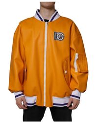 Dolce & Gabbana - Oranje Bomberjack Met Logodetails - Lyst