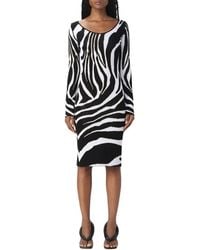Just Cavalli - Zebra Print Strick Midi Kleid - Lyst