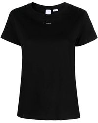 Pinko - Schwarze logo print t-shirts und polos - Lyst