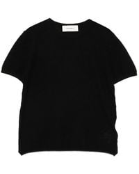 Lisa Yang - Cashmere T-Shirt Met Korte Mouwen En Ronde Hals, Fijne Knit - Lyst