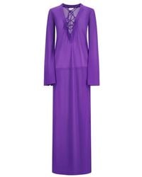 ANDAMANE - Kleedjes ,Paars ,Polyester Ava Maxi-Jurk Met Vetersluiting - Lyst