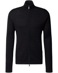 Emporio Armani - Truien & Vesten ,Blauw ,Wol High Collar Cardigan Met Rits - Lyst
