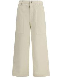 Moncler - Beige Cotton Casual Pants - Lyst