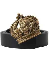 Dolce & Gabbana - Goldene krone ledergürtel metallschnalle - Lyst