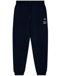 EA7 - Broeken ,Blauw ,Leer Slim Fit Broeken - Lyst