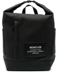 Moncler - Wasserabweisender rucksack mit lederbesatz - Lyst