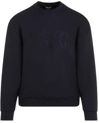 Giorgio Armani - Blauer modal-sweatshirt ss24 - Lyst