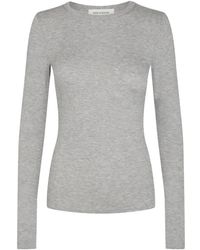 Sofie Schnoor - Grijze Melange Lange Mouw Blouse - Lyst