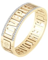 Philipp Plein - Damen Armband Armreif Edelstahl Ip Lettering - Lyst
