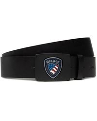 Blauer - Zwarte Leren Riem Met Logo-Gesp - Lyst