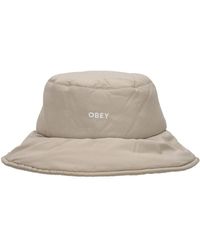 Obey - Accessoires ,Grijs ,Leer Geïsoleerde Zilvergrijze Bucket Hat - Lyst