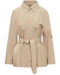 Fay - Jassen ,Geel ,Korte Double-Breasted Trenchcoat - Lyst