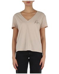 Replay - Camiseta de algodón con cuello en v y logo - Lyst