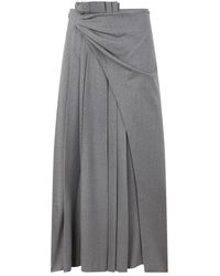 Alberta Ferretti - Rokken ,Grijs ,Wol Lange Rok Met Plooien - Lyst