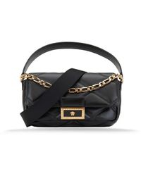 Versace - Tassen ,Zwart ,Leer Gewatteerde Leren Schoudertas - Lyst