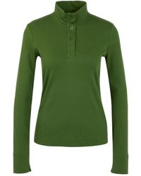 Marc Cain - Tops ,Groen ,Katoen Shirt Met Lange Mouwen En Opstaande Kraag - Lyst